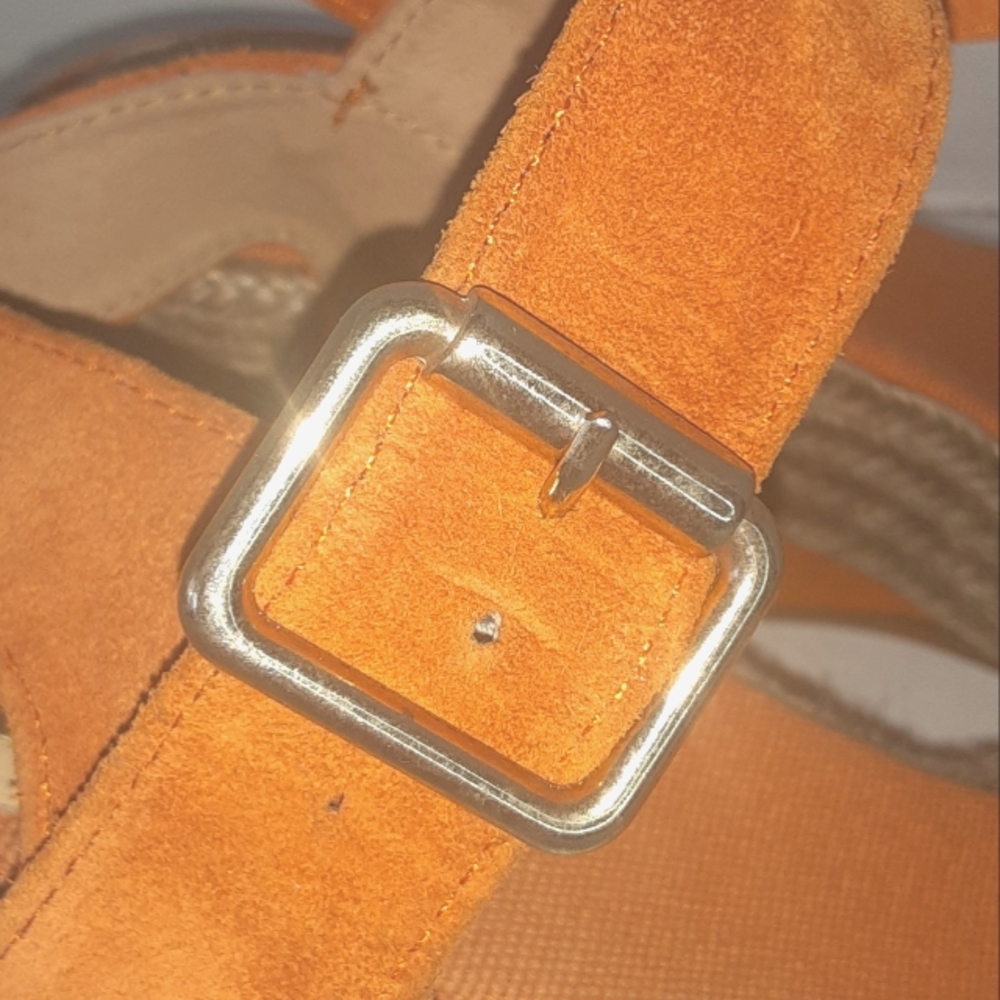 EUC KANNA Orange Suede Espadrille Wedge - Picture 5 of 9